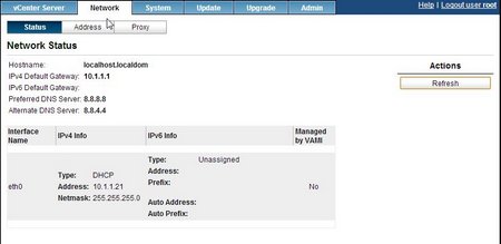 Network Status Screen