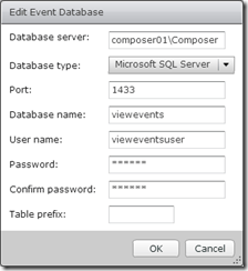 6. Edit Events Database Settings
