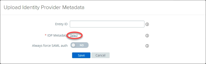 12. Select IDP Metadata file