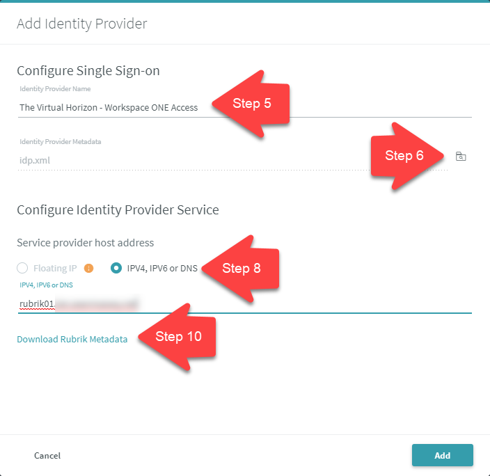 4. Rubrik Identity Provider Config