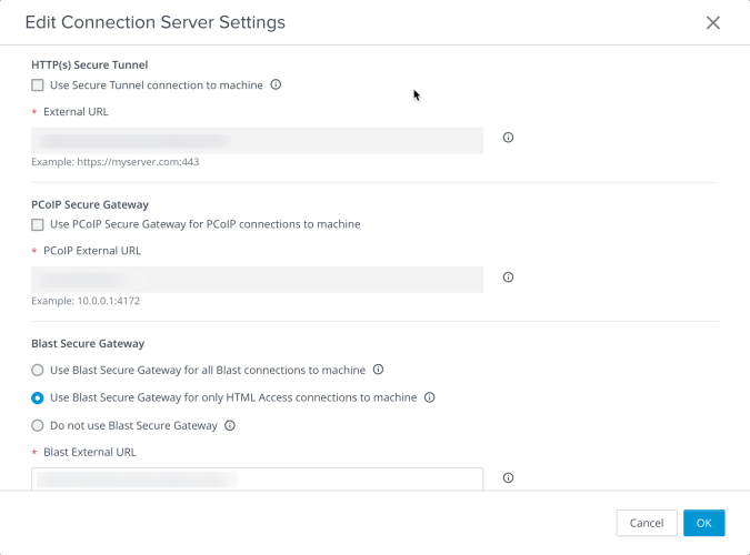 Connection Server Settings